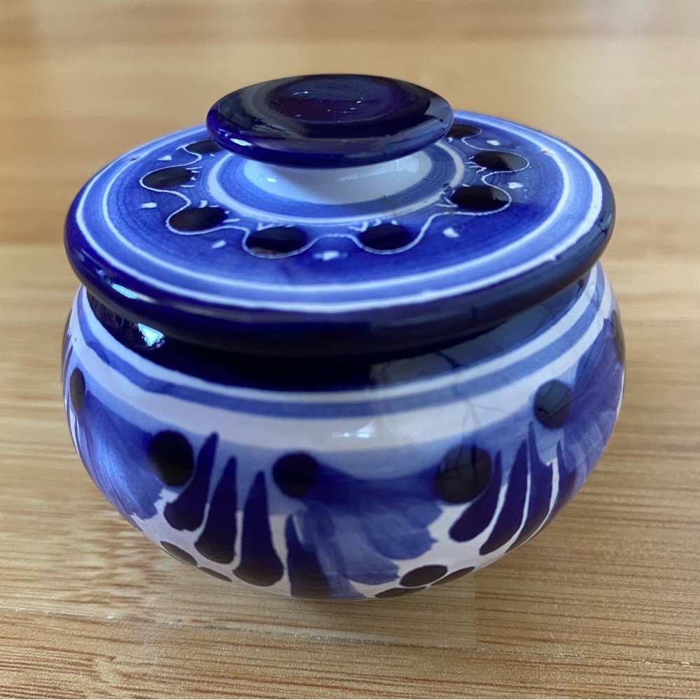 Vintage Mexico Ceramic Trinket Bowl with Lid